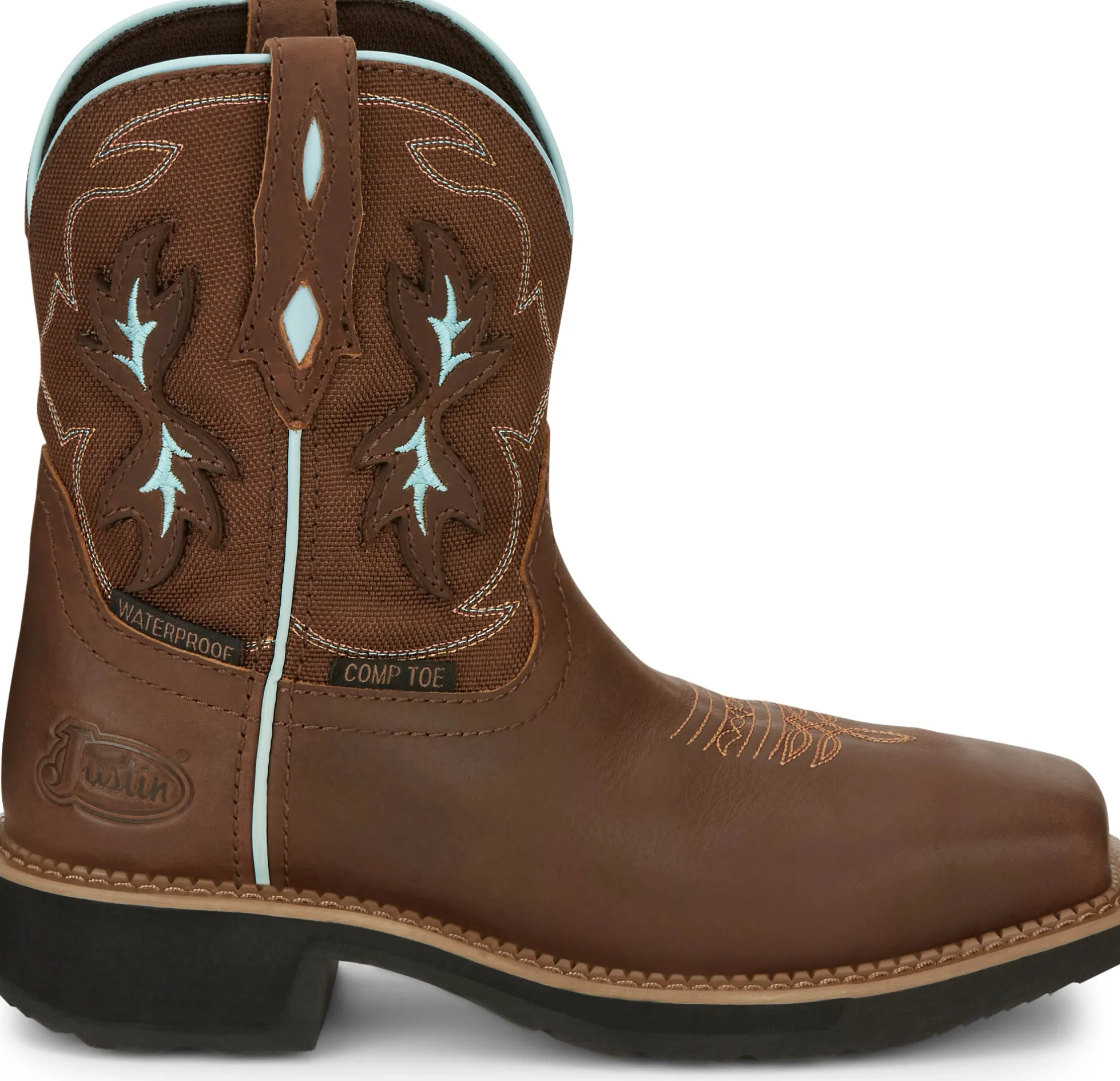 Justin Boots Chisel 8" Nano Composite Toe Waterproof Work Boot Mocha New