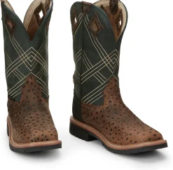 Justin Boots Dalhart 12" Waterproof Nano Comp Toe Whiskey Ostrich Print Online