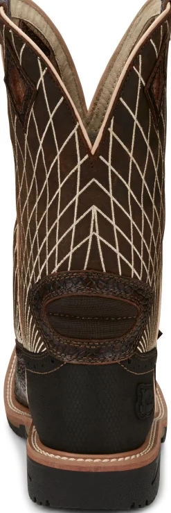 Justin Boots Derrickman 12" Comp Toe Brown Croc Print Clearance