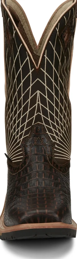 Justin Boots Derrickman 12" Comp Toe Brown Croc Print Clearance