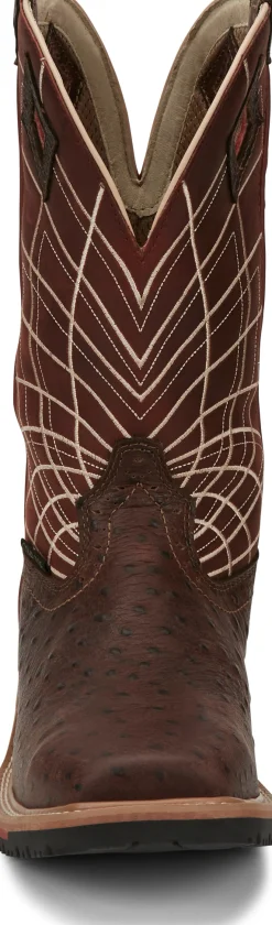 Justin Boots Derrickman 12" Waterproof Comp Toe Walnut Ostrich Print Sale