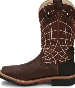 Justin Boots Derrickman 12" Waterproof Comp Toe Walnut Ostrich Print Sale