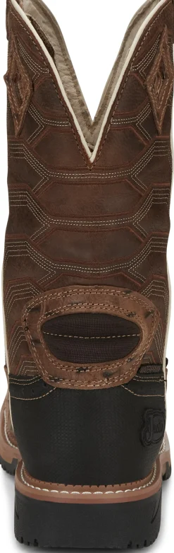 Justin Boots Derrickman 12" Waterproof Composite Toe Work Boot Caramel Croc Print Outlet