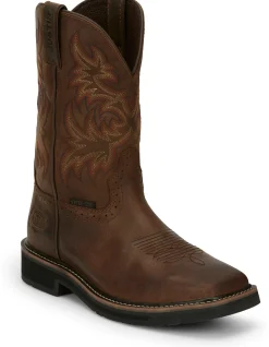 Justin Boots Driller 11" Steel Toe Dark Brown Outlet