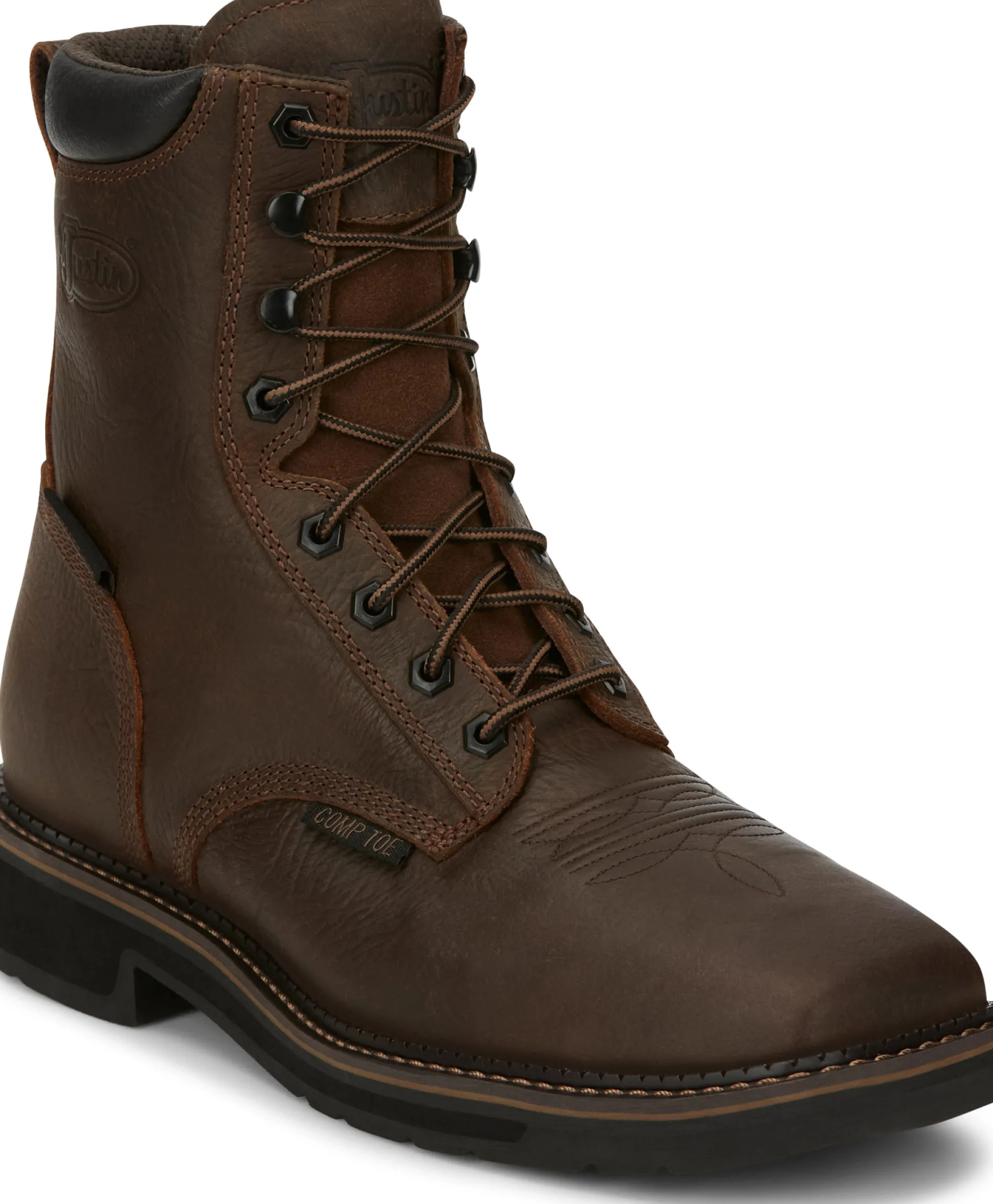 Justin Boots Driller 8" Waterproof Comp Toe Aged Bark Clearance