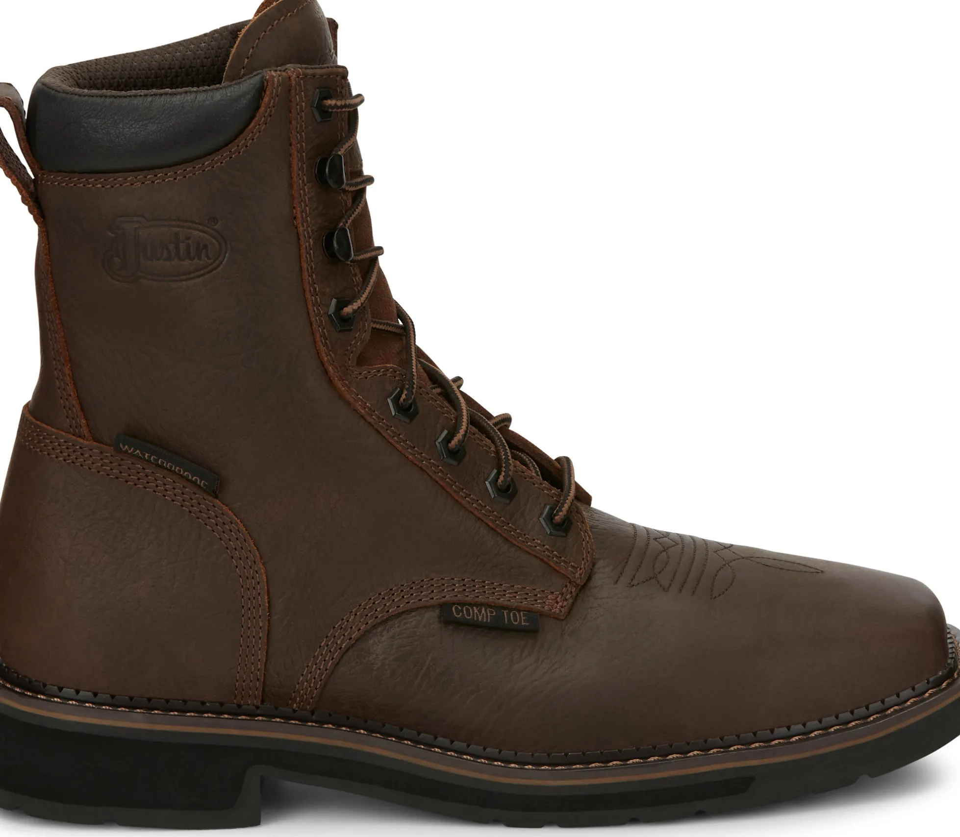 Justin Boots Driller 8" Waterproof Comp Toe Aged Bark Clearance