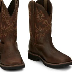 Justin Boots Driller 11" Waterproof Steel Toe Brown New