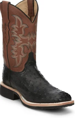 Justin Boots Drover 11" Full Quill Ostrich Onyx Hot