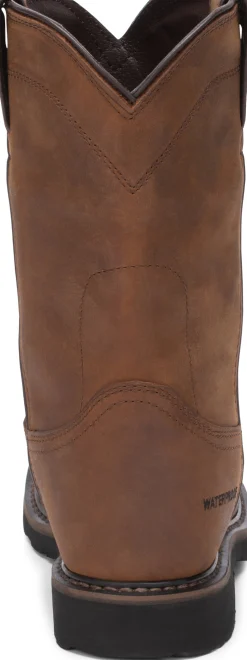 Justin Boots Drywall 10" Waterproof Steel Toe Whiskey New