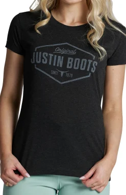 Justin Boots Hexagon Outline Tee Grey Hot