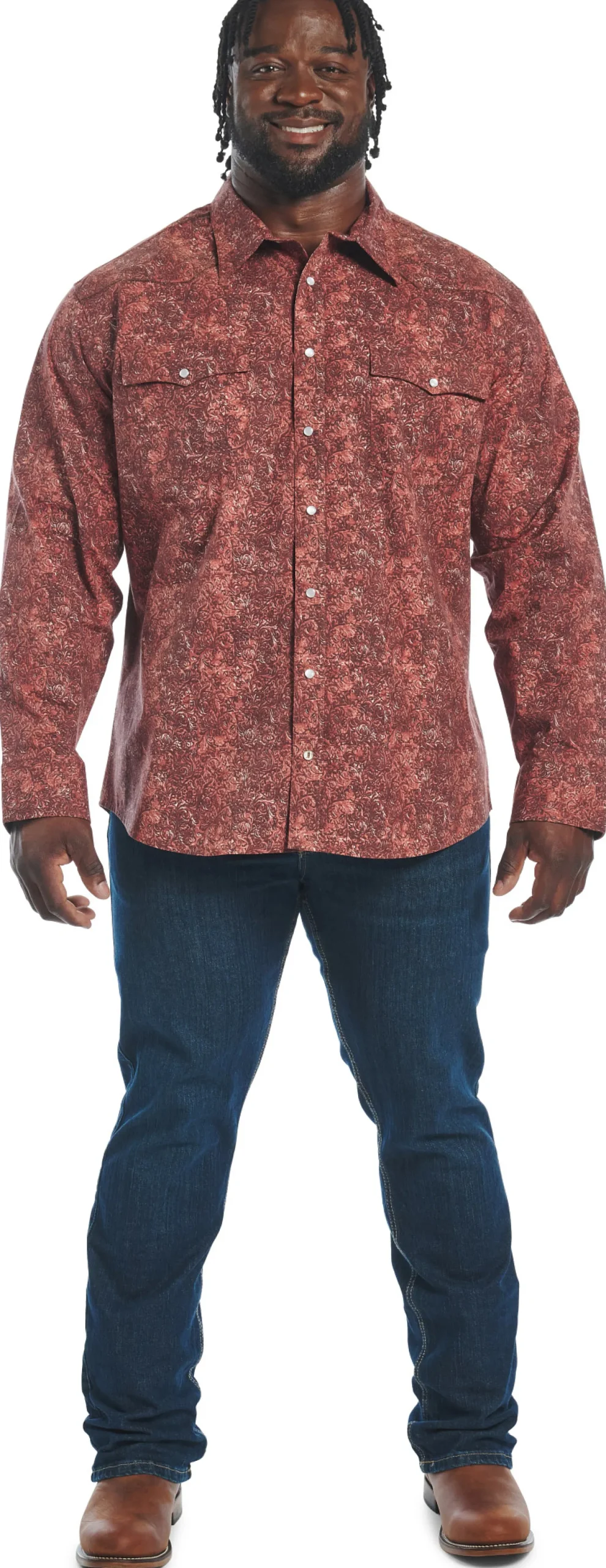 Justin Boots Hj Justin & Son Snap Shirt Brown Floral Feather Outlet