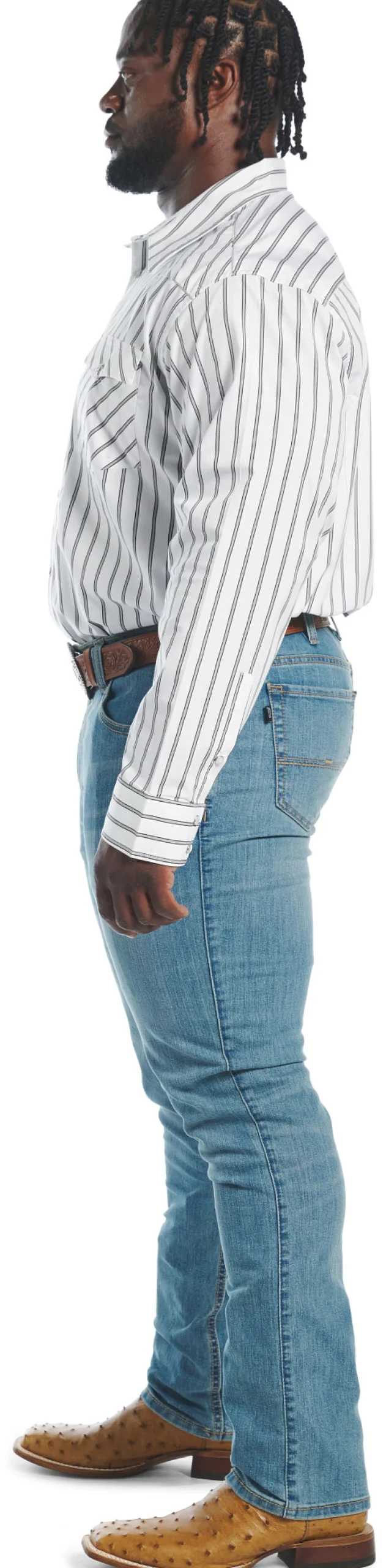 Justin Boots Hj Justin & Son Snap Shirt White Stripe New