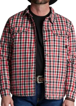 Justin Boots Jackson Shirt Jacket Red/White/Black Plaid Outlet