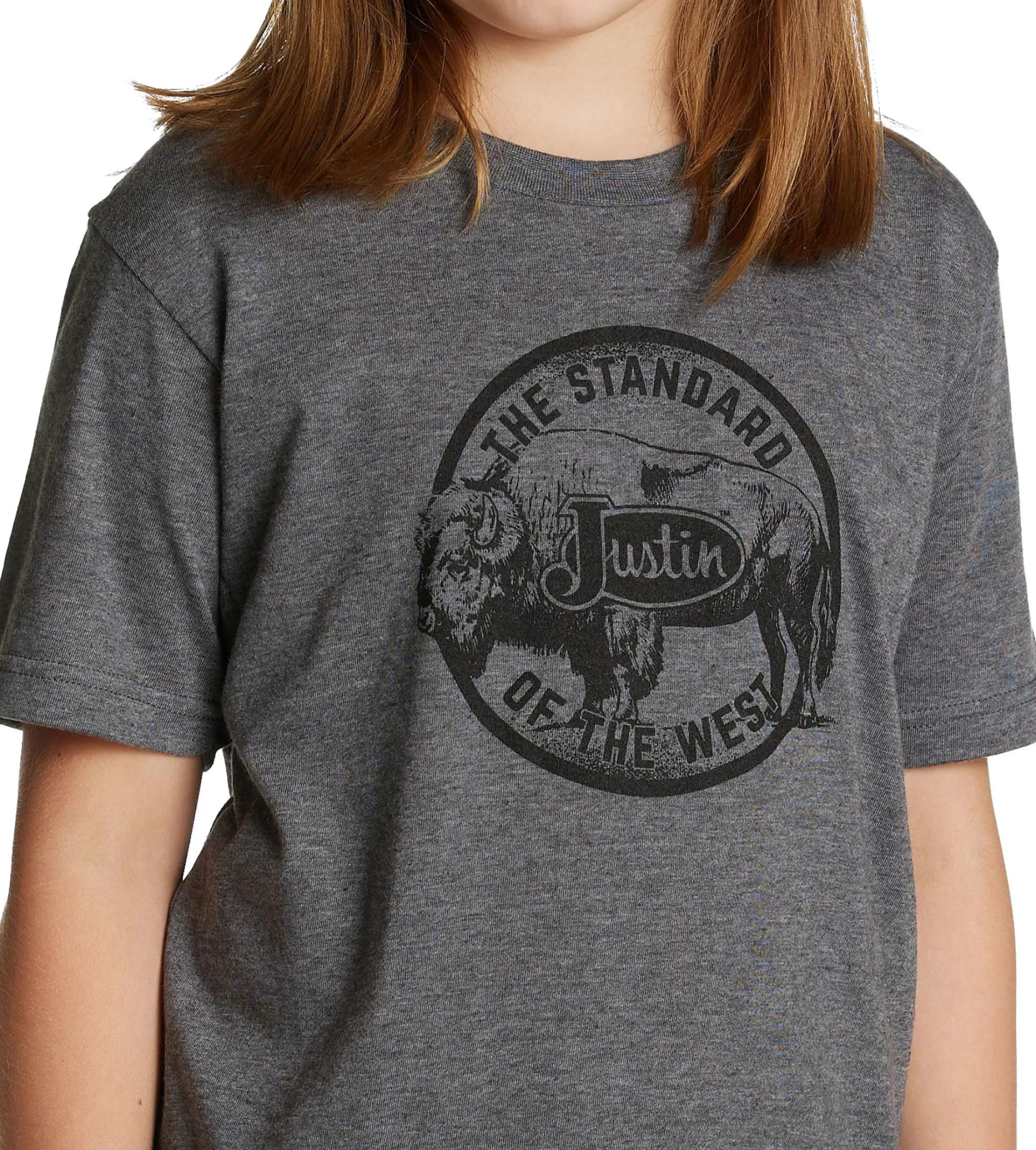 Justin Boots Justin Kid's Free Range Bison Tee Charcoal Heather Sale