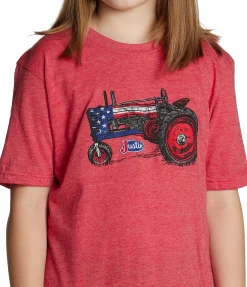 Justin Boots Justin Kid's Patriotic Tractor Tee Red Heather Discount