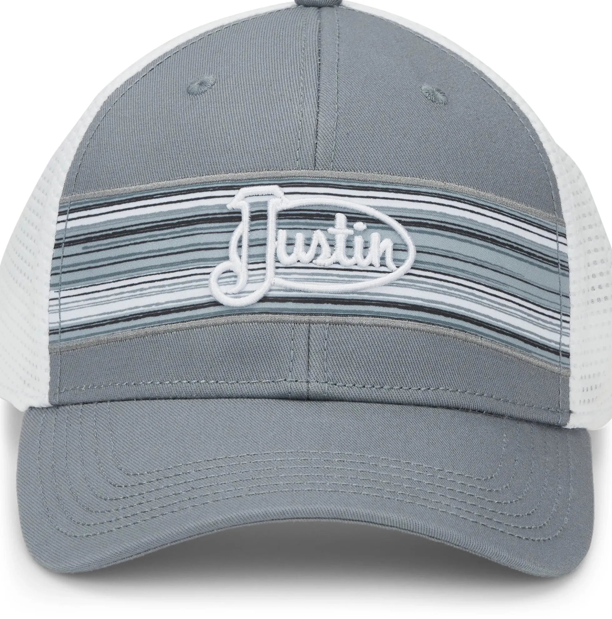 Justin Boots Justin Logo Stripes Cap Grey/White Mesh Sale