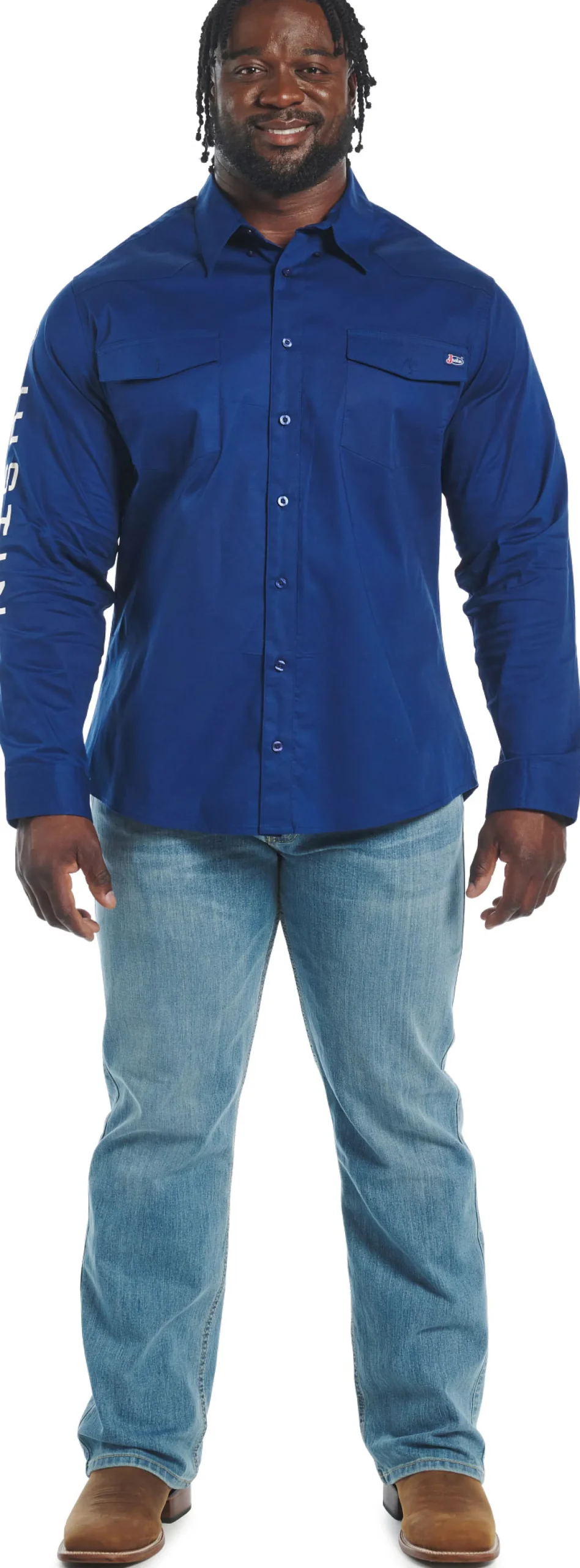 Justin Boots Justin Team Button Down Blue Depth