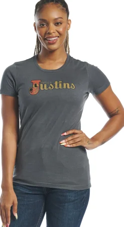 Justin Boots Justin Women's Original Logo Tee Charcoal Sale