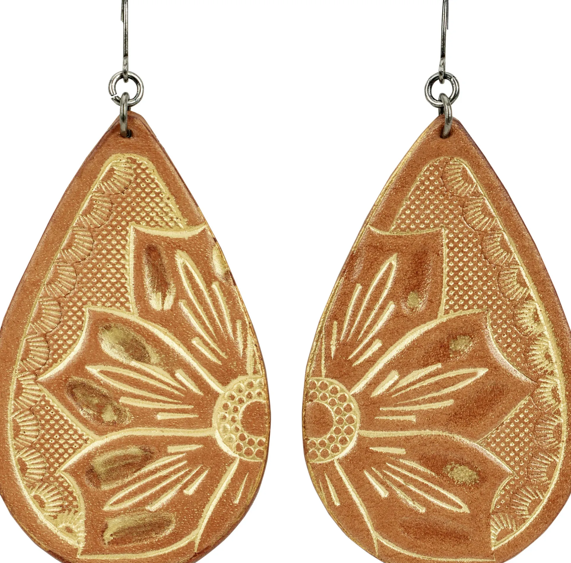 Justin Boots Justin Women's Tooled Leather Earrings Copper Clearance