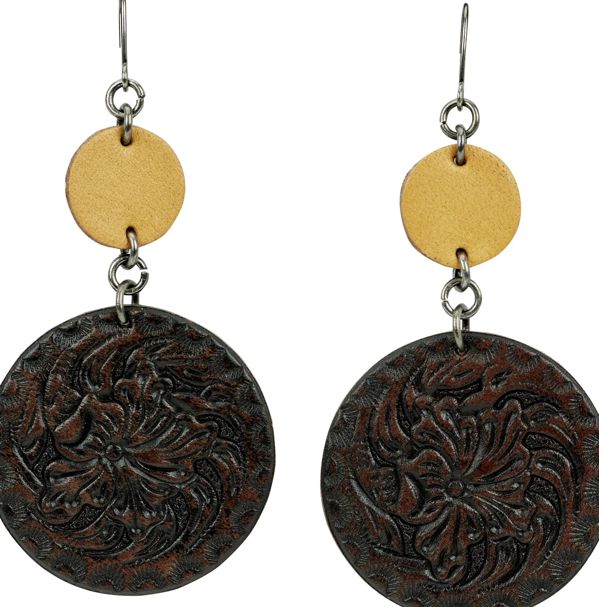Justin Boots Leather Disc Earrings Black Outlet