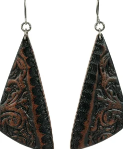 Justin Boots Leather Triangle Earrings Brown Sale