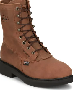 Justin Boots Livestock 8&rdquo; Steel Toe Aged Brown New