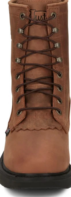 Justin Boots Livestock 8&rdquo; Steel Toe Aged Brown New
