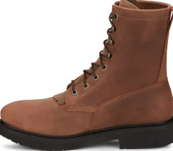 Justin Boots Livestock 8&rdquo; Steel Toe Aged Brown New