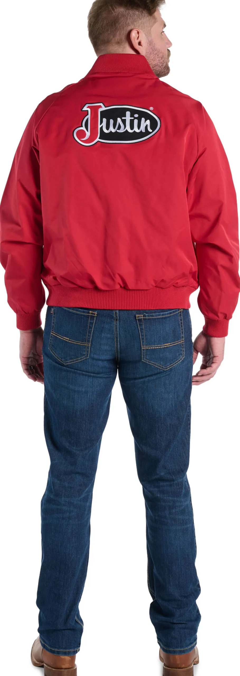 Justin Boots Logo Bomber Jacket Red Clearance