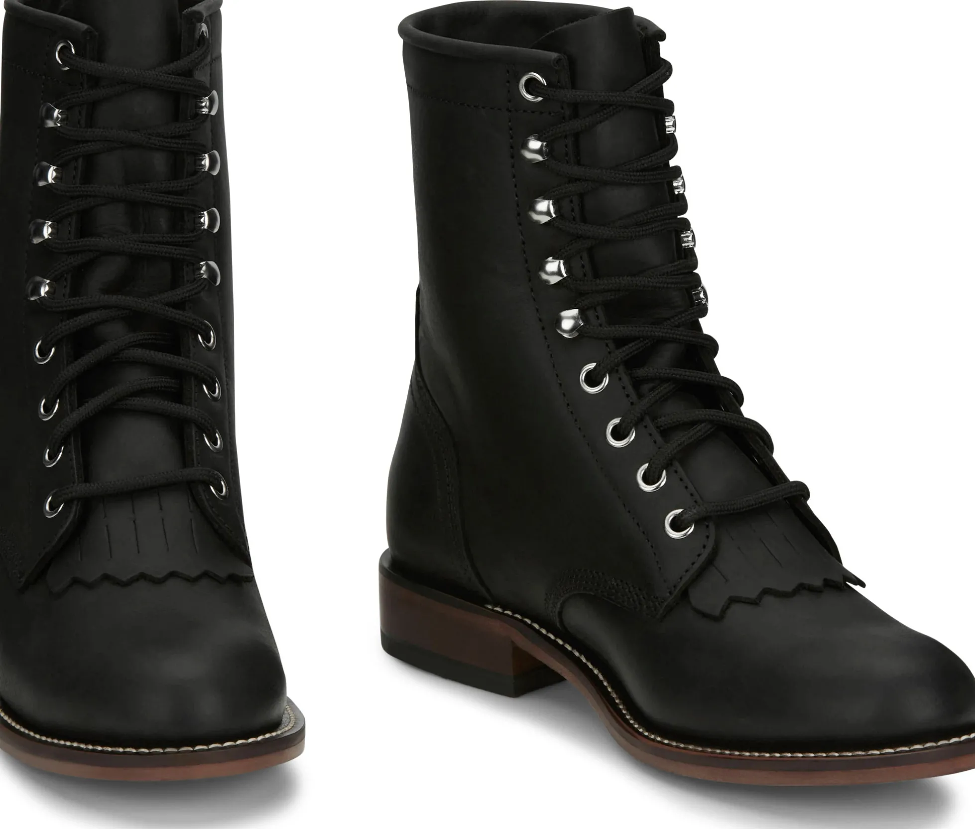 Justin Boots Mckean 7" Lace-Up Roper Black Clearance