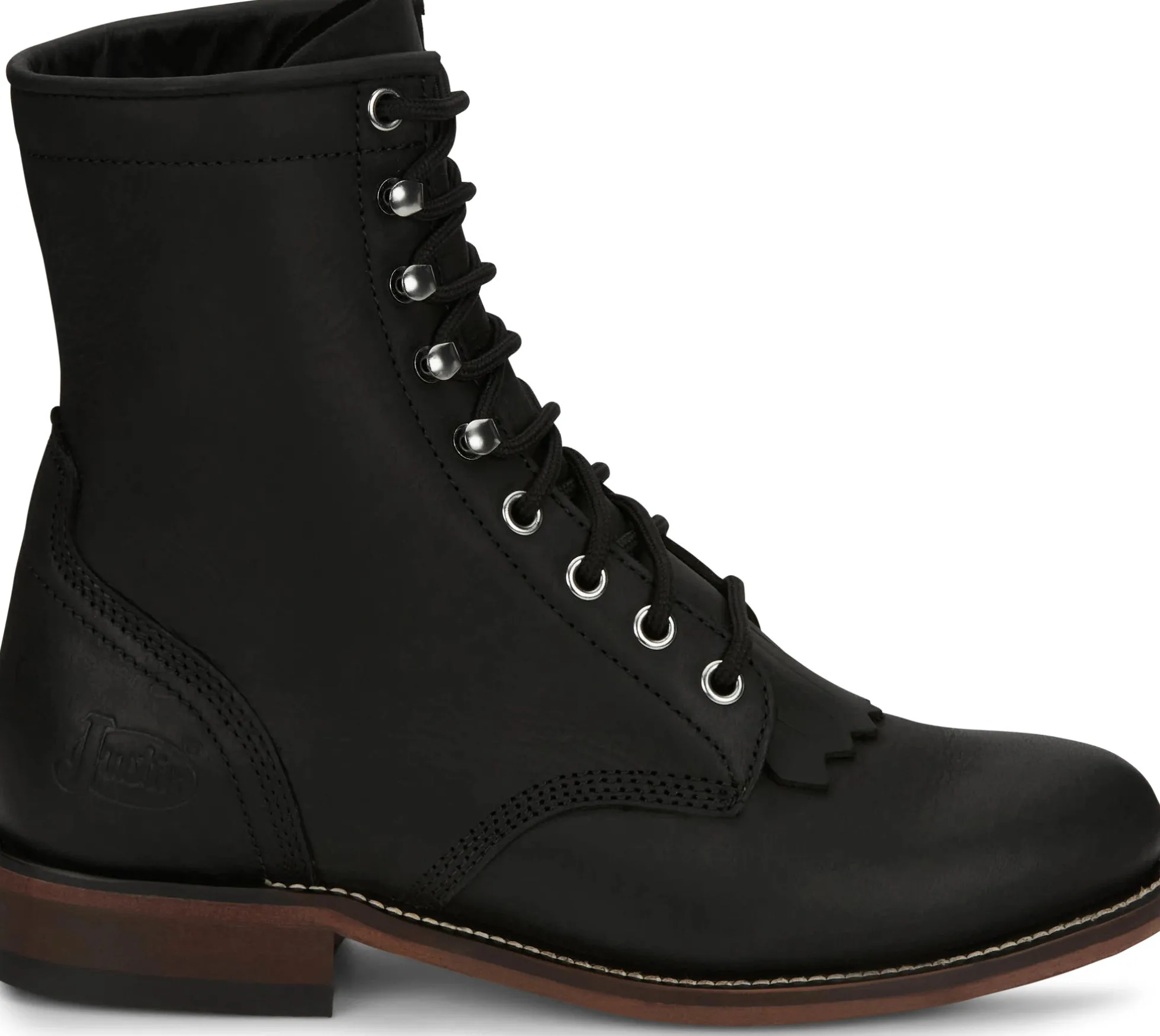 Justin Boots Mckean 7" Lace-Up Roper Black Clearance