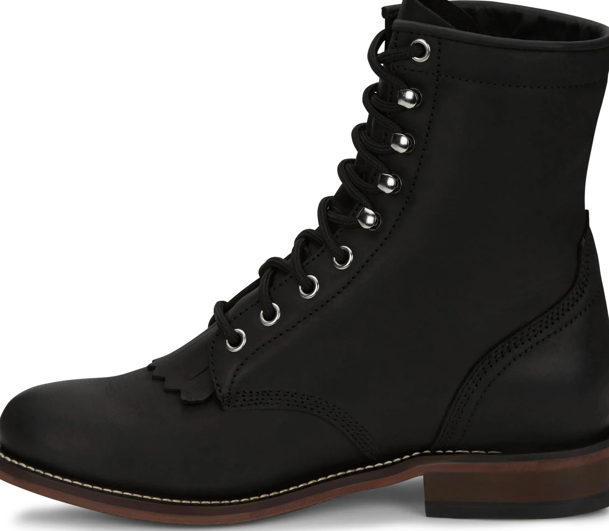 Justin Boots Mckean 7" Lace-Up Roper Black Clearance