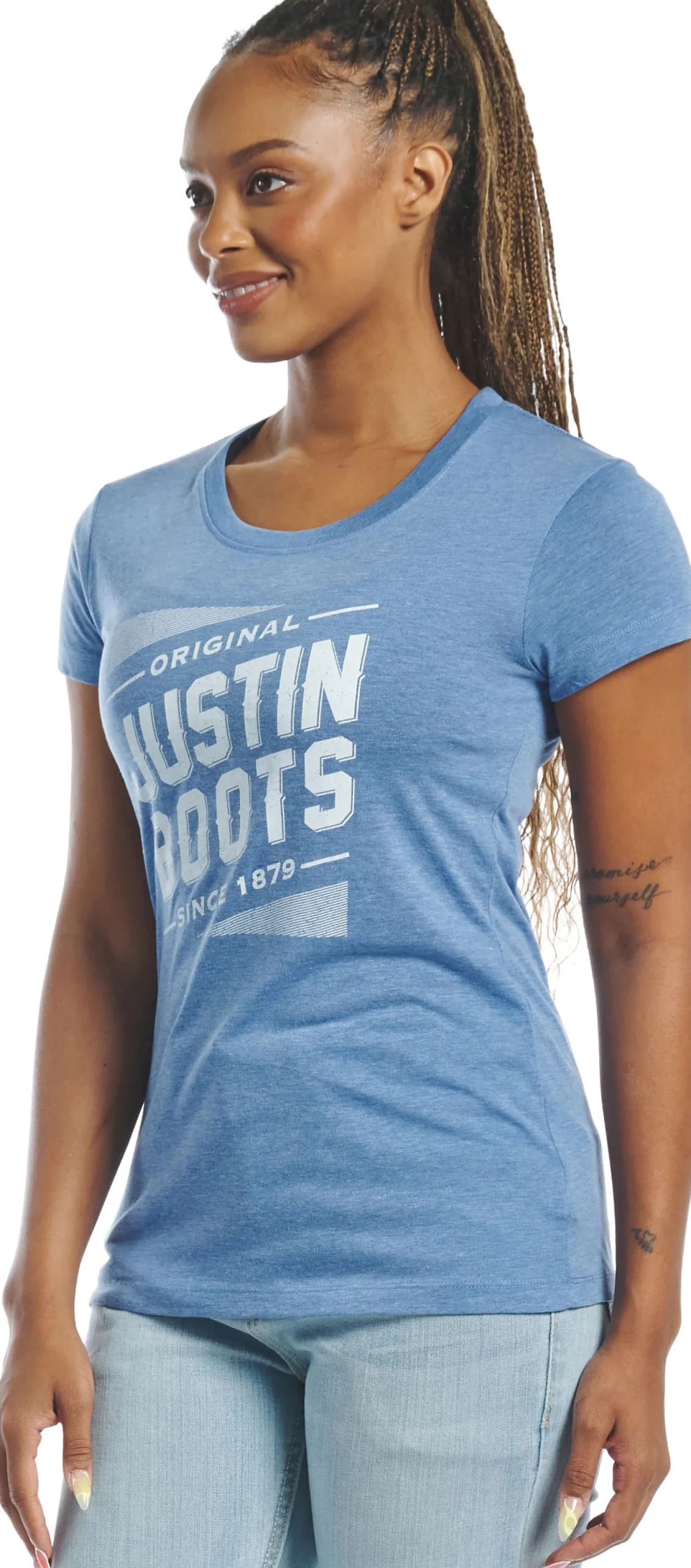 Justin Boots Original Women's Tee Blue Clearance