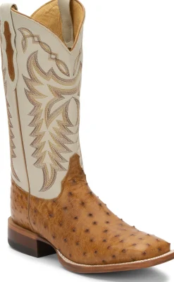 Justin Boots Pascoe 13" Full Quill Ostrich Antique Saddle Outlet