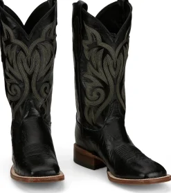 Justin Boots Pascoe 13" Smooth Ostrich Black New