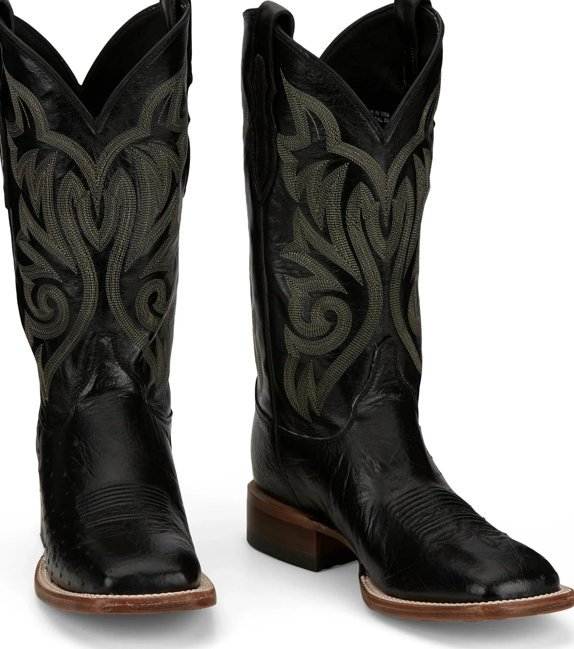 Justin Boots Pascoe 13" Smooth Ostrich Black New
