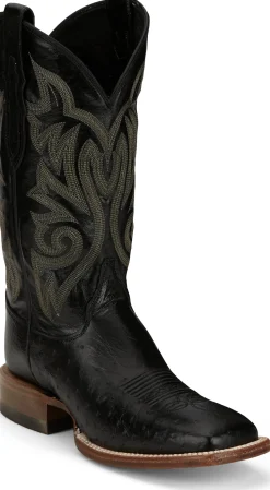 Justin Boots Pascoe 13" Smooth Ostrich Black New