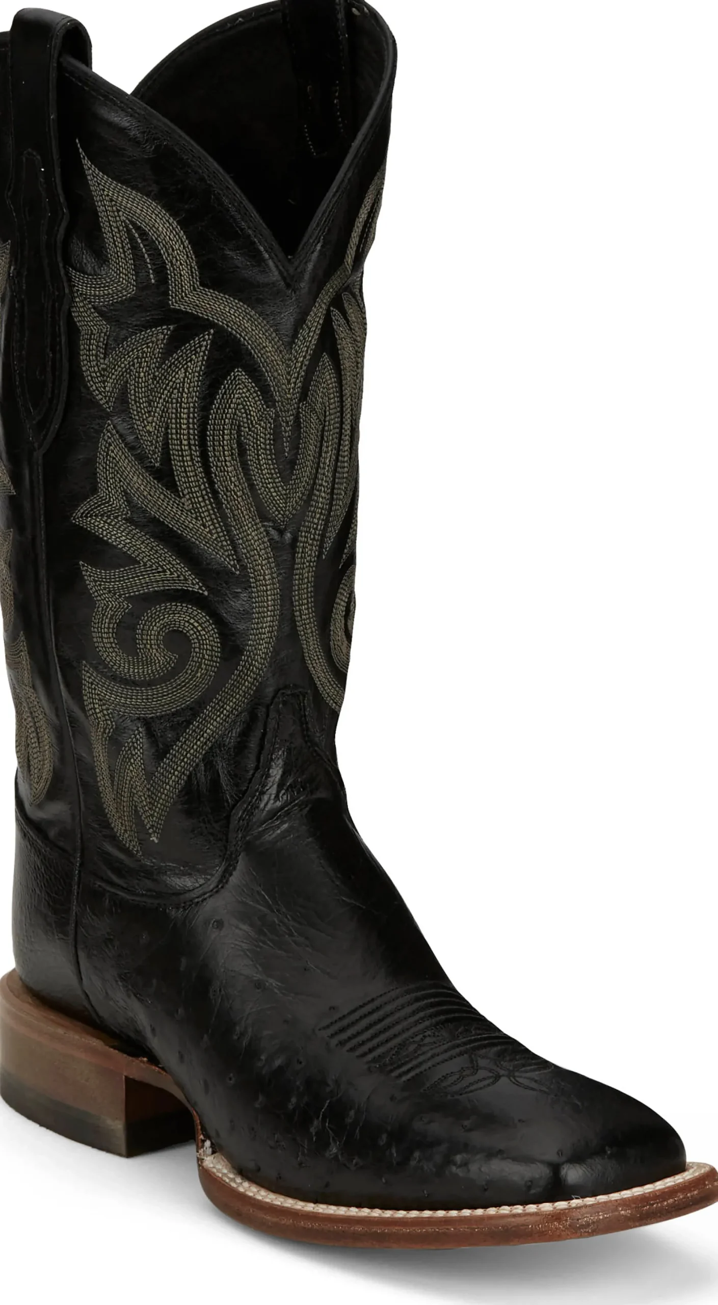 Justin Boots Pascoe 13" Smooth Ostrich Black New