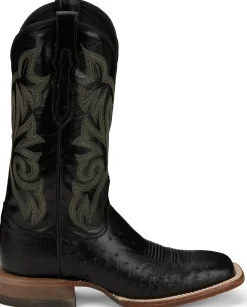 Justin Boots Pascoe 13" Smooth Ostrich Black New