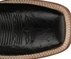 Justin Boots Pascoe 13" Smooth Ostrich Black New