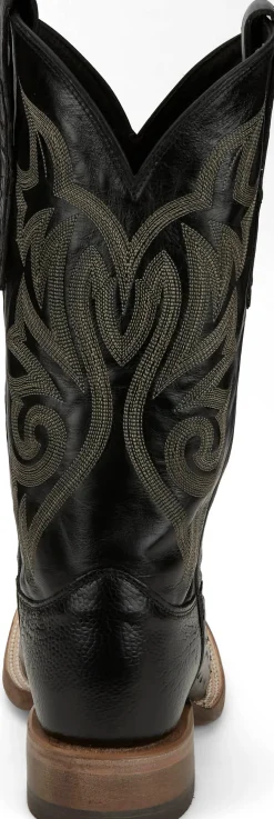 Justin Boots Pascoe 13" Smooth Ostrich Black New