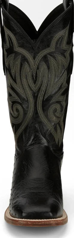 Justin Boots Pascoe 13" Smooth Ostrich Black New