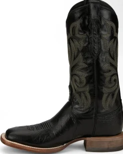 Justin Boots Pascoe 13" Smooth Ostrich Black New
