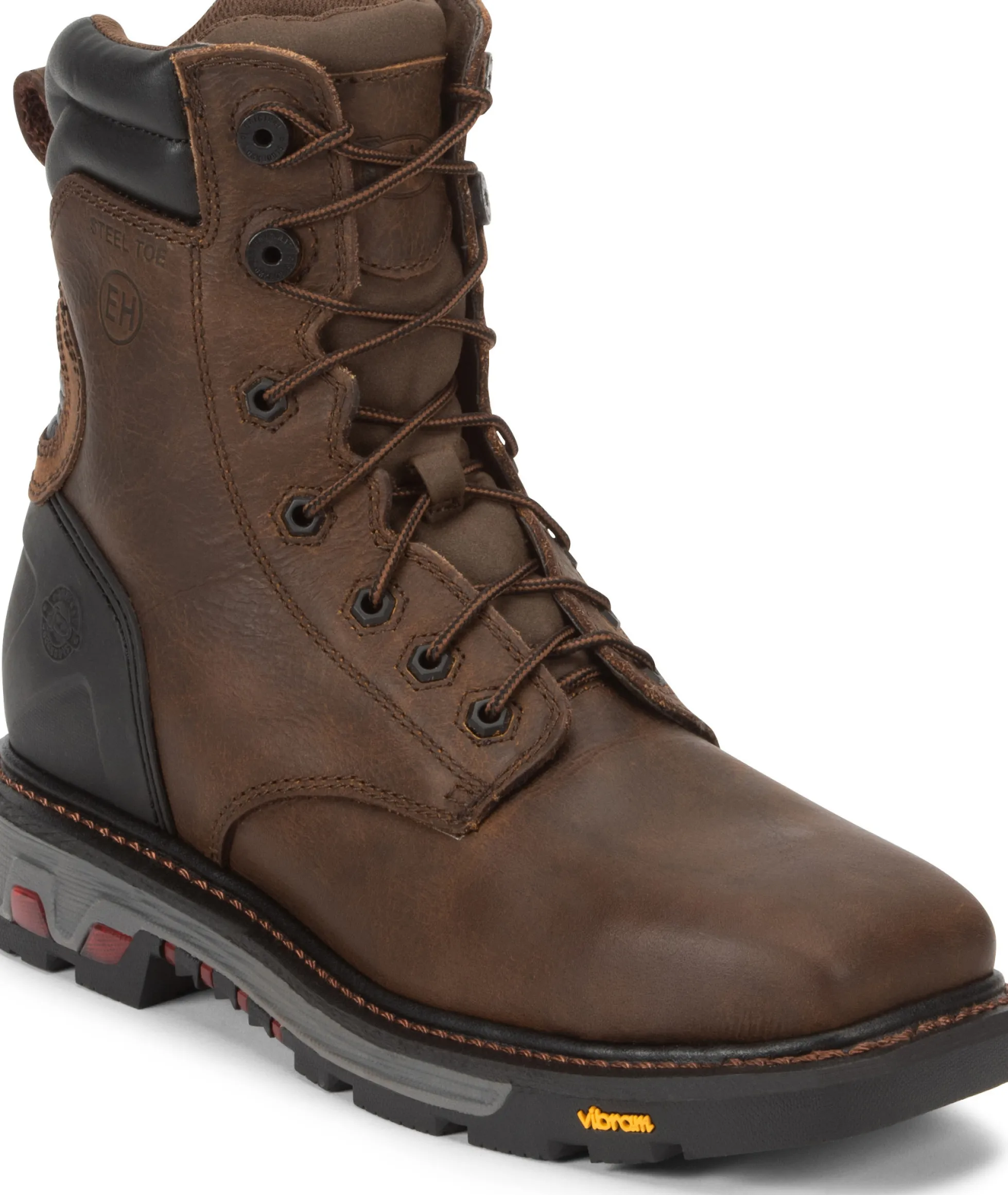 Justin Boots Pipefitter 8" Steel Toe Chocolate New