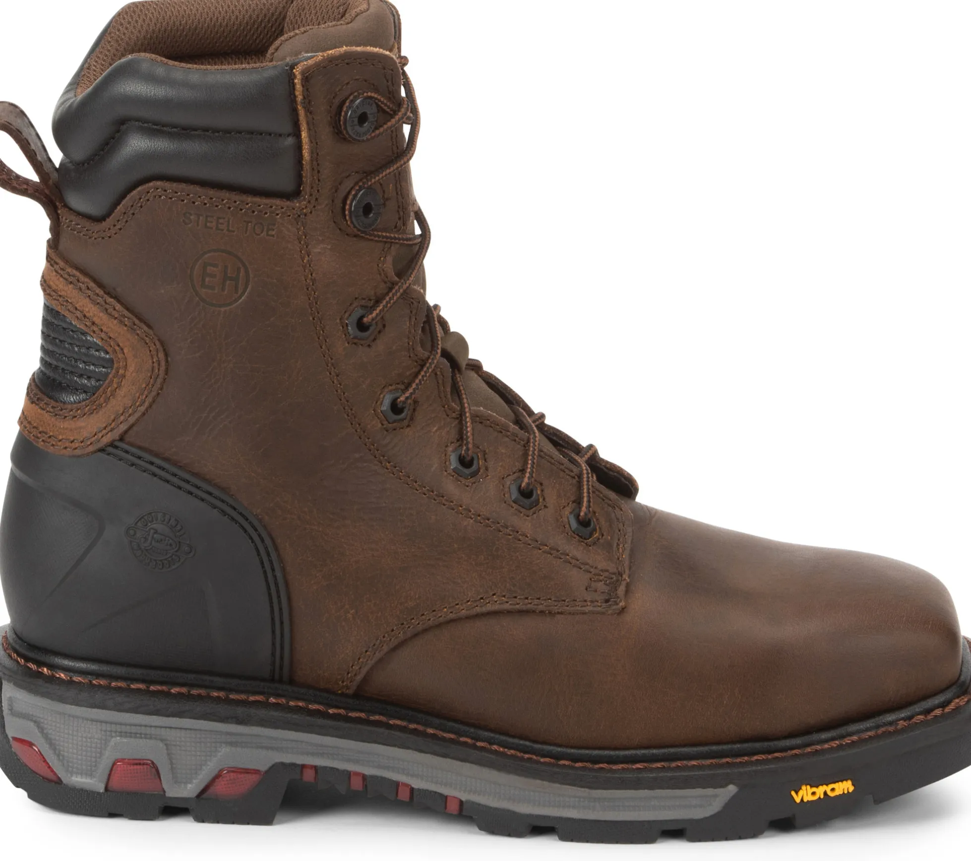 Justin Boots Pipefitter 8" Steel Toe Chocolate New
