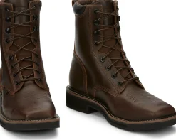 Justin Boots Pulley 8" Steel Toe Aged Bark New