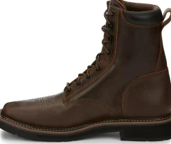 Justin Boots Pulley 8" Steel Toe Aged Bark New