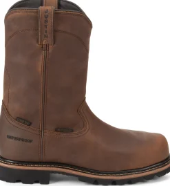 Justin Boots Pulley 10" Waterproof Comp Toe Brown Hot