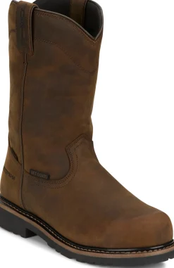 Justin Boots Pulley 10" Waterproof Met Guard Comp Toe Whiskey Sale