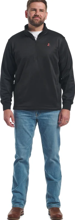 Justin Boots Quarter Zip Fleece Pullover Heather Black Sale